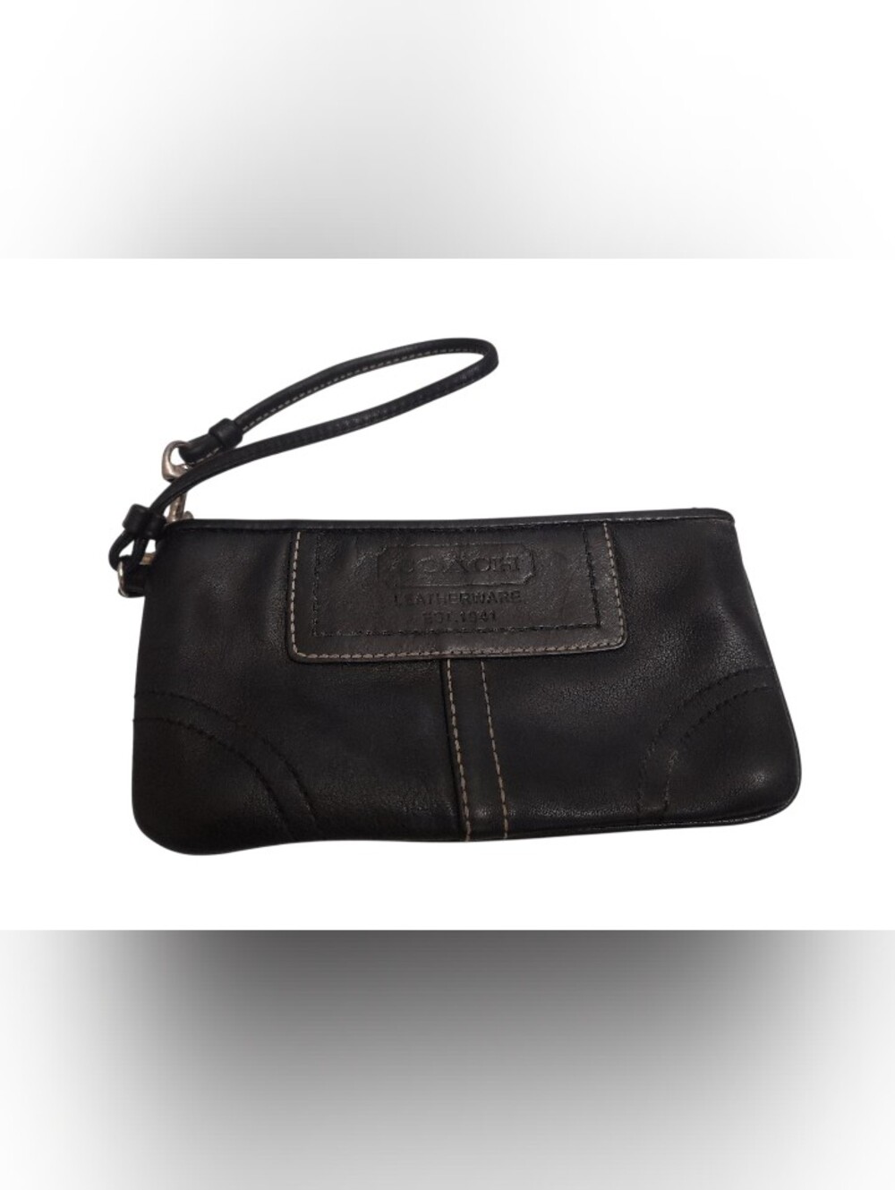 Coach Black Leather Wristlet Clutch Y2K